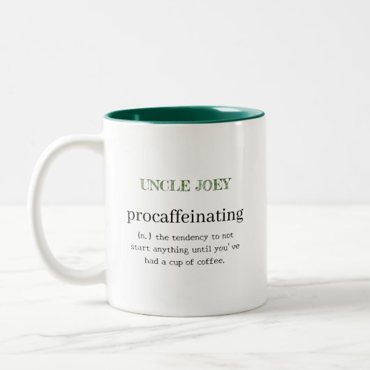 Gepersonaliseerde Procaffeinating Groen Tweekleurige Koffiemok (Links)