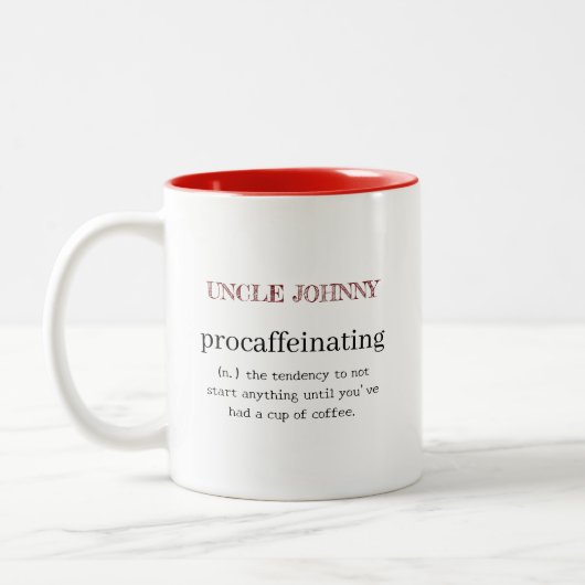 Gepersonaliseerde Procaffeinating Red Tweekleurige Koffiemok (Links)