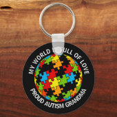 Gepersonaliseerde professionele autisme Papa/Mam v Sleutelhanger (Voorkant)