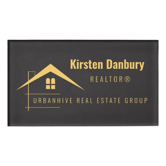 Gepersonaliseerde professionele onroerend goed bed naambadge (Voorkant)