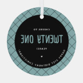 Gepersonaliseerde Proost aan 21 Jaar Modern en Ele Glas Ornament (Achterkant)