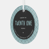 Gepersonaliseerde Proost aan 21 Jaar Modern en Ele Glas Ornament (Voorkant links)