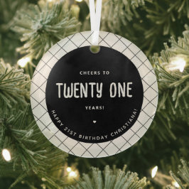 Gepersonaliseerde Proost aan 21 Jaar Modern en Ele Glas Ornament