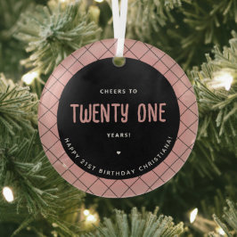 Gepersonaliseerde Proost aan 21 Jaar Modern en Ele Glas Ornament