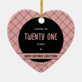 Gepersonaliseerde Proost aan 21 Jaar Modern en Ele Keramisch Ornament (Voorkant)