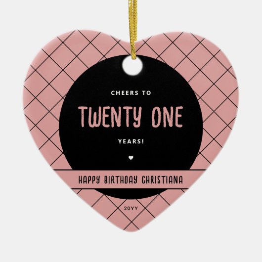 Gepersonaliseerde Proost aan 21 Jaar Modern en Ele Keramisch Ornament (Voorkant)