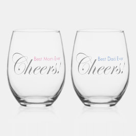 Gepersonaliseerde Proost! Beste mam en pap ooit El Wijnglas Zonder Voet