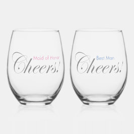 Gepersonaliseerde Proost! Beste man en bruidsmeisj Wijnglas Zonder Voet