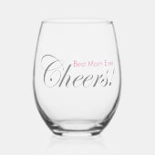 Gepersonaliseerde Proost! Beste Moeder ooit Elegan Wijnglas Zonder Voet (Voorkant)