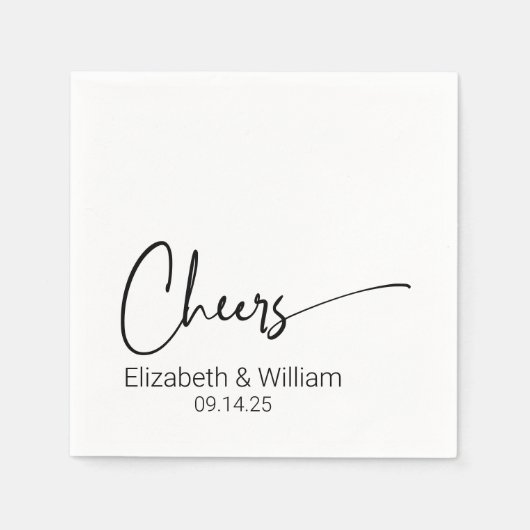 Gepersonaliseerde Proost Bruiloft Cocktail Servet (Voorkant)