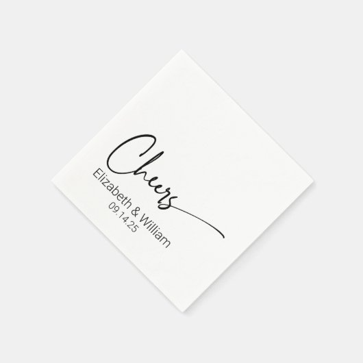 Gepersonaliseerde Proost Bruiloft Cocktail Servet (Hoek)