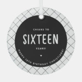 Gepersonaliseerde Proost op 16 jaar 16e verjaardag Glas Ornament (Voorkant)