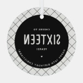 Gepersonaliseerde Proost op 16 jaar 16e verjaardag Glas Ornament (Achterkant)