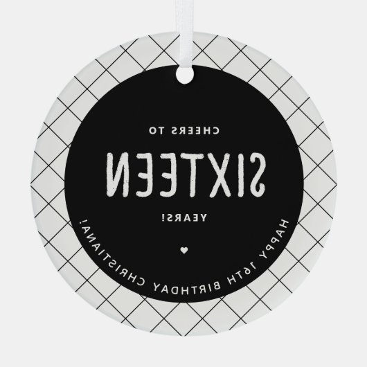 Gepersonaliseerde Proost op 16 jaar 16e verjaardag Glas Ornament (Achterkant)