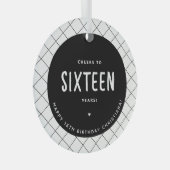 Gepersonaliseerde Proost op 16 jaar 16e verjaardag Glas Ornament (Voorkant Rechts)