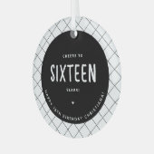 Gepersonaliseerde Proost op 16 jaar 16e verjaardag Glas Ornament (Voorkant links)