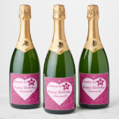 Gepersonaliseerde Proost op 21ste verjaardag Pink Sparkling Wijnetiket (Flessen)