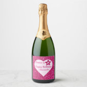 Gepersonaliseerde Proost op 21ste verjaardag Pink  Sparkling Wijnetiket (Voorkant)