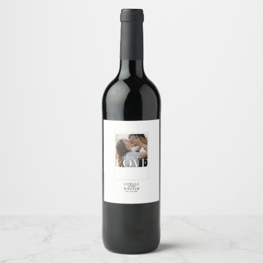 Gepersonaliseerde Proost op Liefde Wijn Etiket (Voorkant)