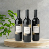 Gepersonaliseerde Proost op Liefde Zwart Goud Brui Wijn Etiket