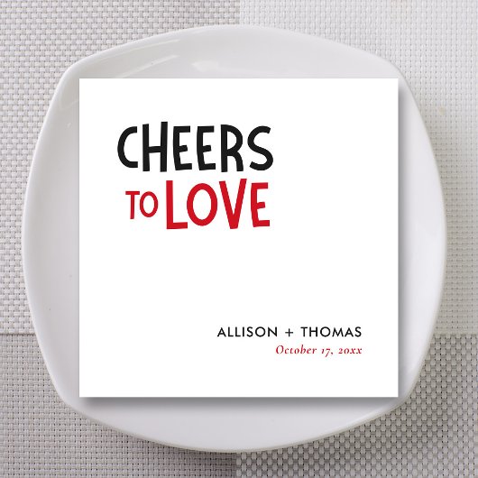 Gepersonaliseerde Proost op Love Wedding Cocktail Servet