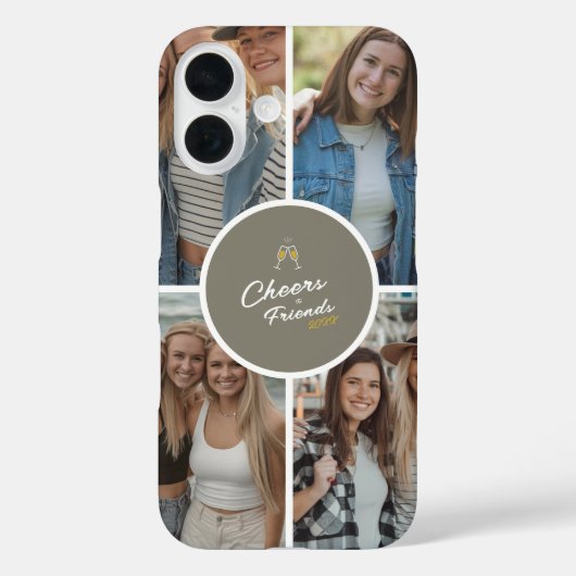 Gepersonaliseerde Proost op Vrienden 4 Fotocollage Case-Mate iPhone Case (Achterkant)
