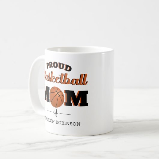 Gepersonaliseerde Proud Basketball Mam Koffiemok (Voorkant links)