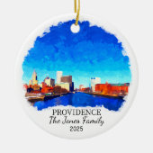 Gepersonaliseerde Providence Ornament, Rhode Islan Keramisch Ornament (Voorkant)