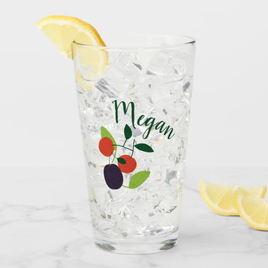 Gepersonaliseerde pruimen en kersen partij glas (Voorkant ijs)