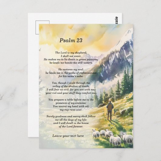 Gepersonaliseerde Psalm 23 met herdersbeelden Briefkaart (Voorkant / Achterkant)