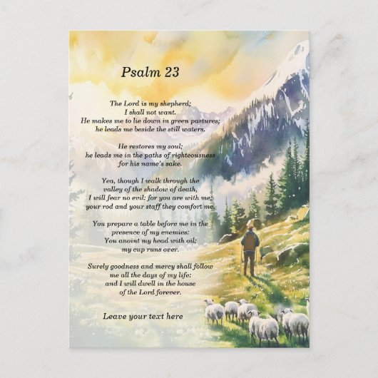 Gepersonaliseerde Psalm 23 met herdersbeelden Briefkaart (Voorkant)