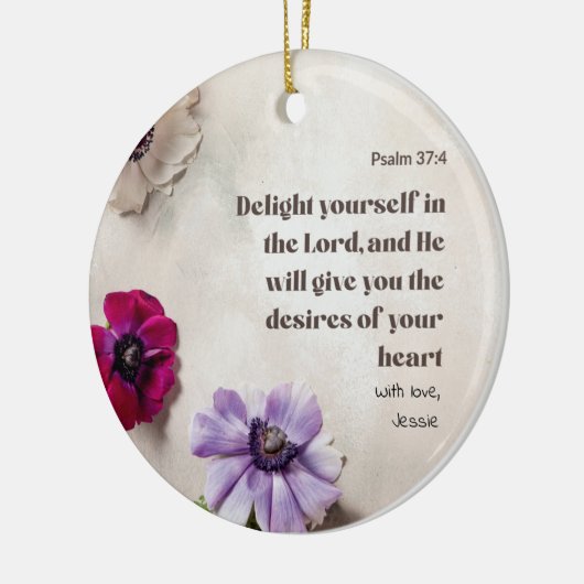 Gepersonaliseerde Psalm 37:4 Verrukking in de Heer Keramisch Ornament (Links)