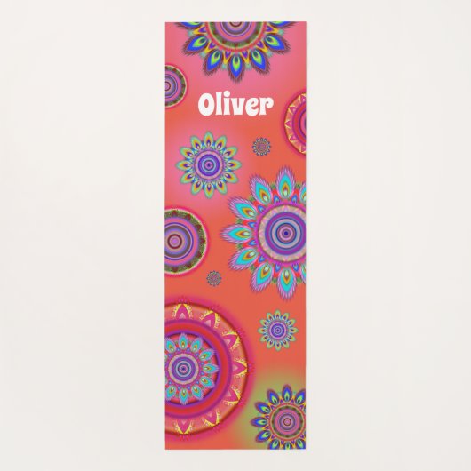 Gepersonaliseerde psychedelische hippy mandala yog yogamat (Achterkant)