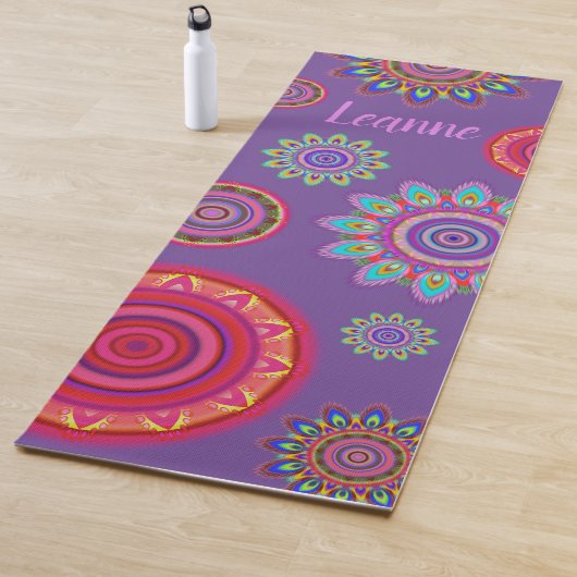 Gepersonaliseerde psychedelische hippy mandala yog yogamat (In situ)