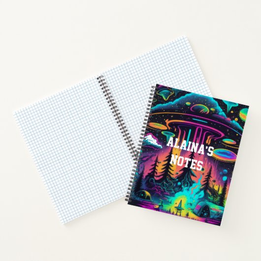 Gepersonaliseerde psychedelische ufo fantasy kunst notitieboek (Binnen)