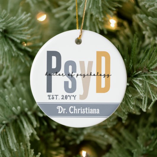 Gepersonaliseerde PsyD Doctor of Psychology Afstud Keramisch Ornament (Boom)