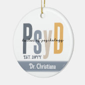 Gepersonaliseerde PsyD Doctor of Psychology Afstud Keramisch Ornament (Links)