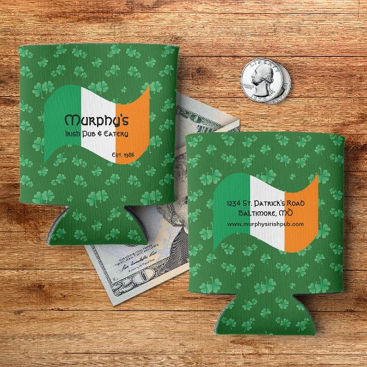 Gepersonaliseerde Pub & Eatery Irish Flag Shamrock Blikjeskoeler