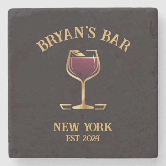 Gepersonaliseerde Pub Sign Bar Decor met aangepast Stenen Onderzetter (Voorkant)