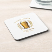 Gepersonaliseerde Pub Sign Bierglas met aangepaste Bier Onderzetter (Linkerzijde)