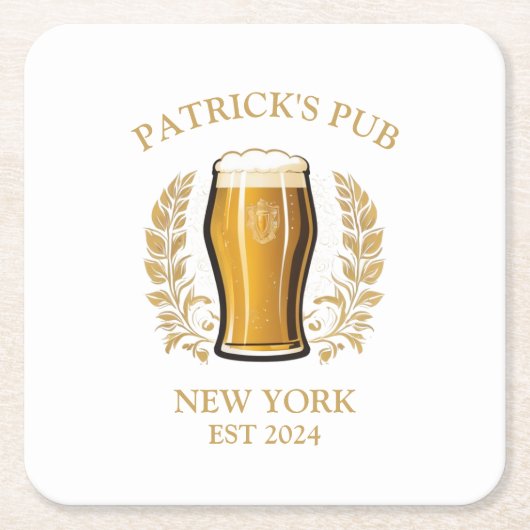Gepersonaliseerde Pub Sign Bierglas met aangepaste Kartonnen Onderzetters (Voorkant)