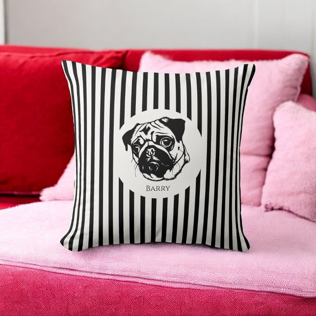 Gepersonaliseerde Pug Dog Stijlvolle Trendy Custom Kussen (Creator heeft geüpload)