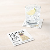 Gepersonaliseerde Pug Dog Wedding Kartonnen Onderzetters (Insitu)