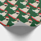 Gepersonaliseerde Pug Ondeugend Mooi Kerstman Hoed Cadeaupapier (Hoek)