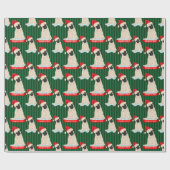 Gepersonaliseerde Pug Ondeugend Mooi Kerstman Hoed Cadeaupapier (Vlak)