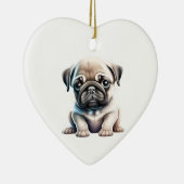 Gepersonaliseerde Pug Puppy Keramisch Ornament (Rechts)