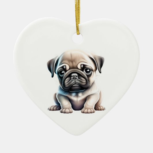 Gepersonaliseerde Pug Puppy Keramisch Ornament (Voorkant)