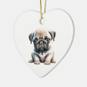 Gepersonaliseerde Pug Puppy Keramisch Ornament (Links)