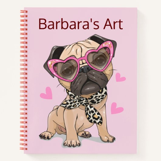 Gepersonaliseerde Pug-schets Notitieboek (Voorkant)