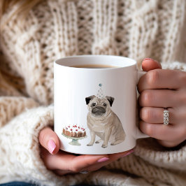 Gepersonaliseerde Pug Verjaardag Cake Coffee Mok